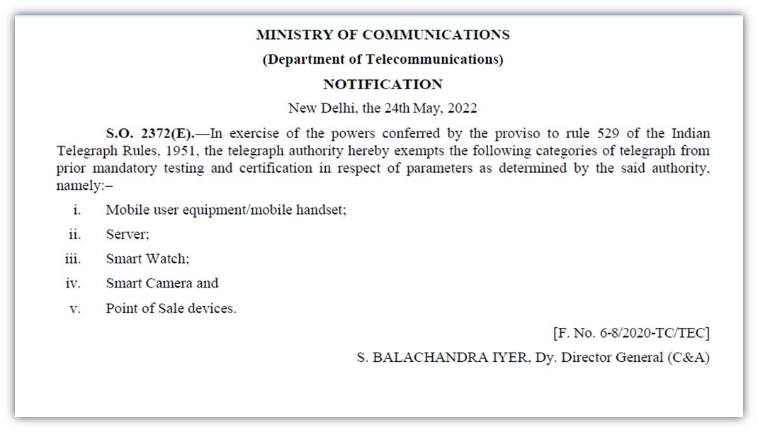 Exempted Products for MTCTE Certification